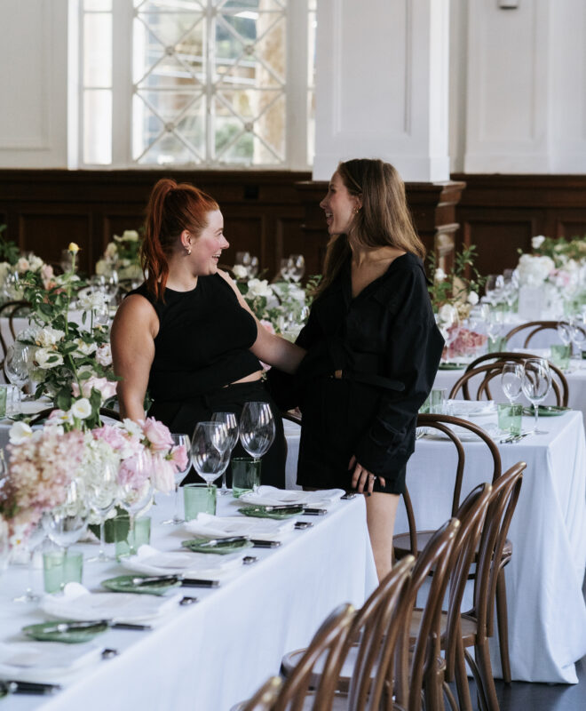 A proud moment for The Goodsmiths and Anatomy of Flowers teams as they take in their exquisite floral arrangements and styling at The Trust.